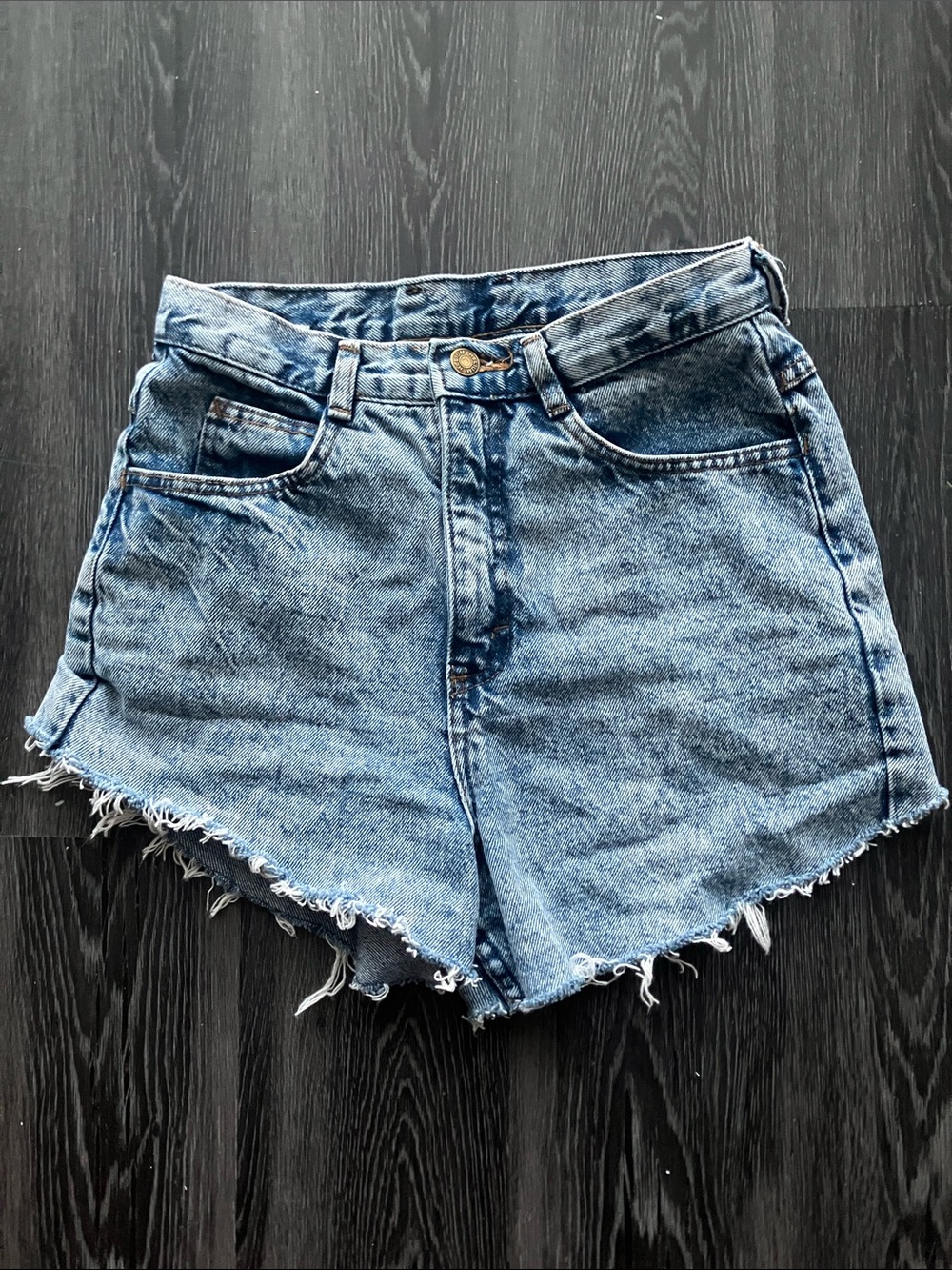 Vintage 80s Distressed Stone Wash Acid Wash High Waisted Cutoff Shorts